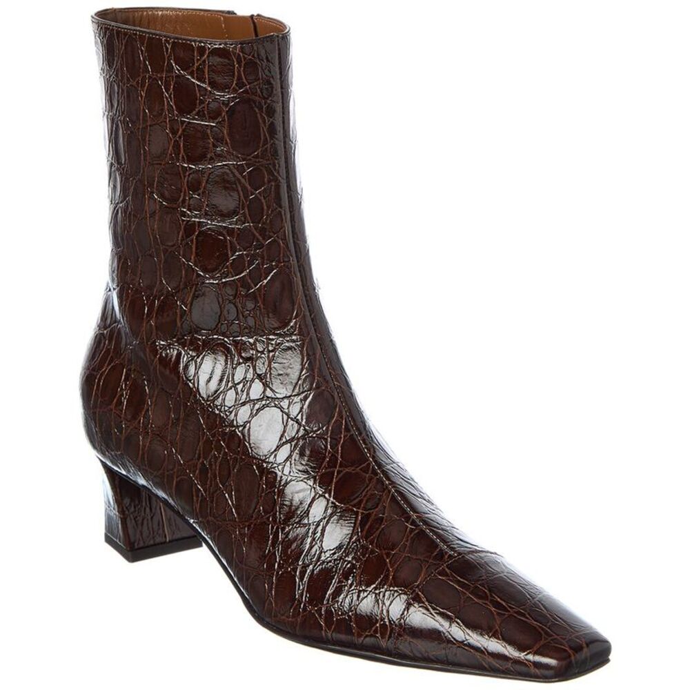Giuseppe Zanotti Brenda 45 Croc-Embossed Leather Boot, Brown
